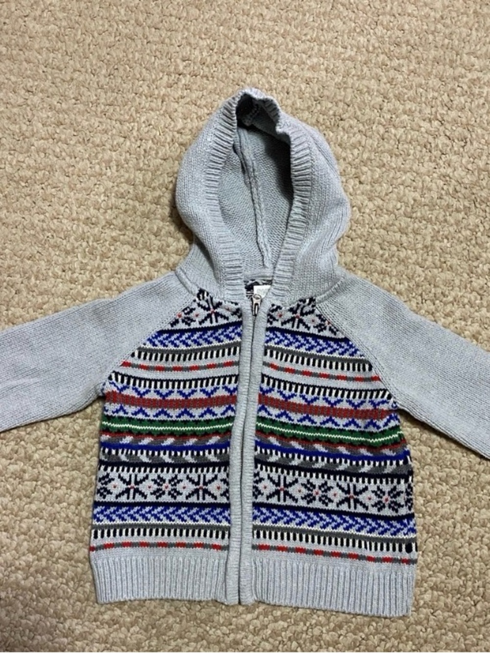 Gymboree baby boy size 6 mo - 12 mo winter zipper sweater with hood